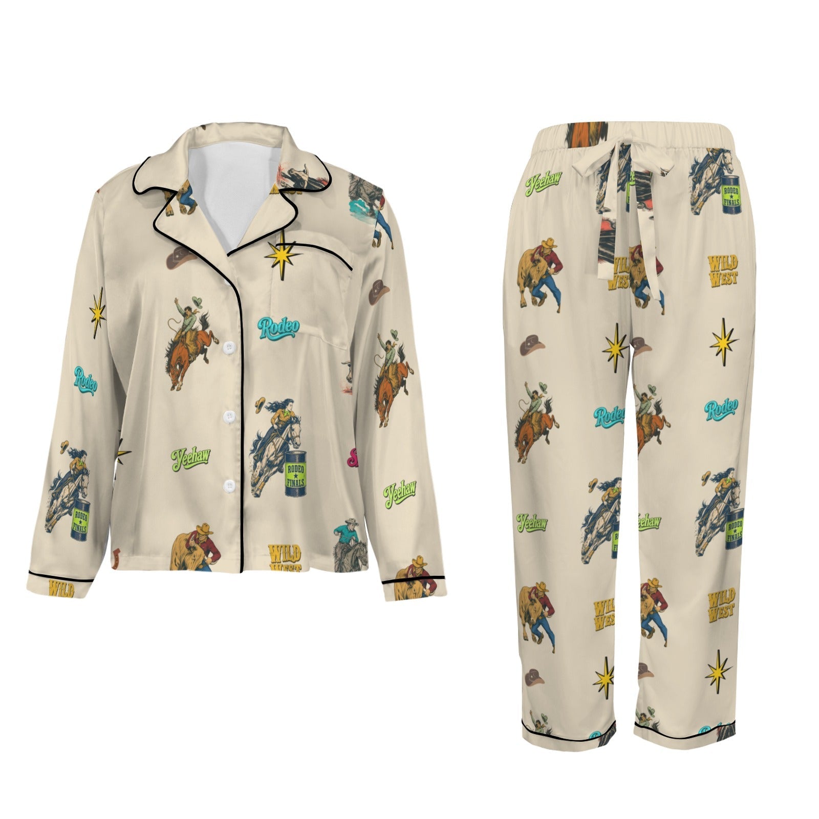 Baha Ranch The Last Roundup Western Rodeo Satin Pajama Set