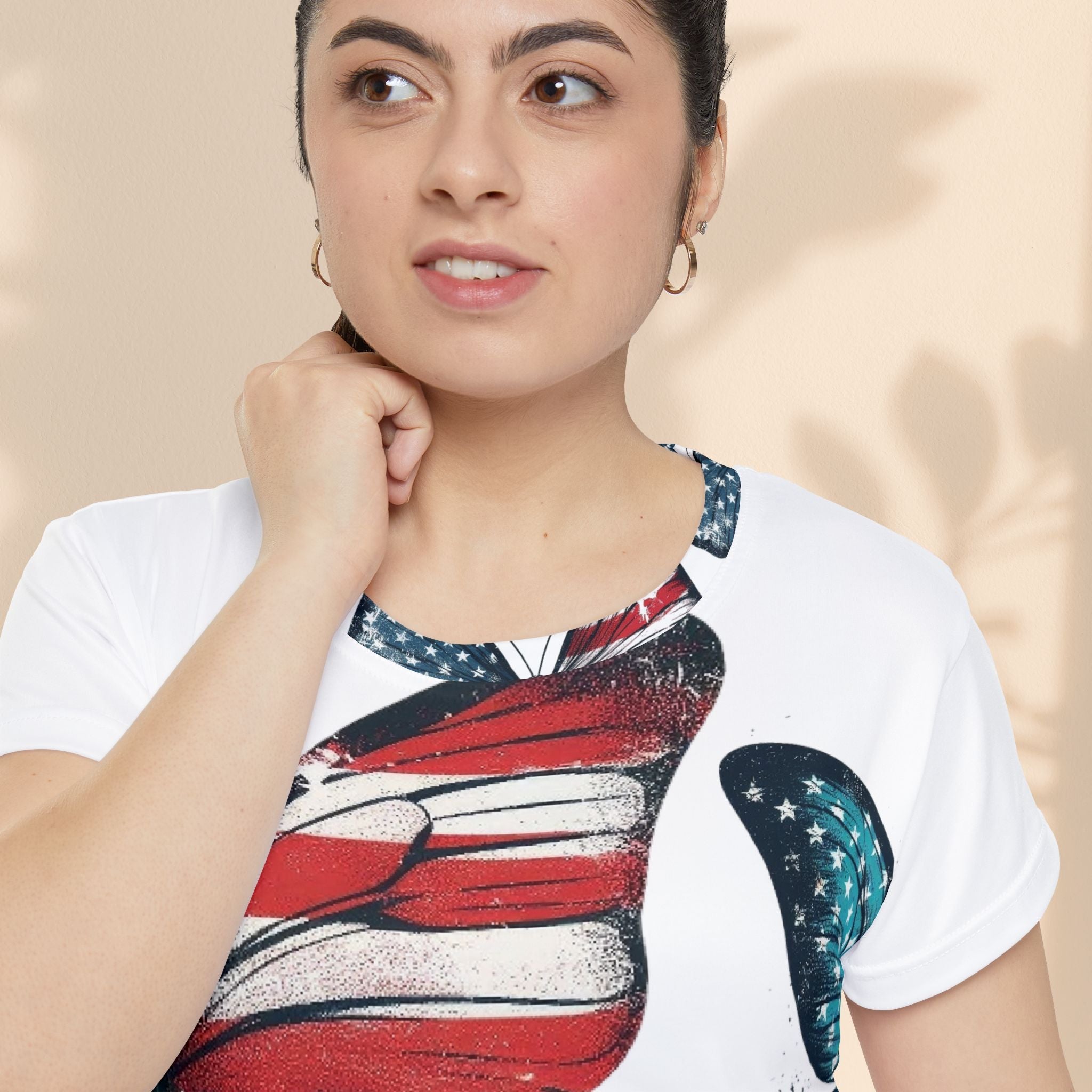 Patriotic Butterfly Tee for Women - Short Sleeve American Flag Shirt