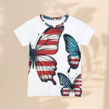 Patriotic Butterfly Tee for Women - Short Sleeve American Flag Shirt