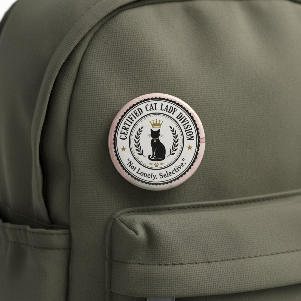 Certified Cat Lady Division Pin Button | “Not Lonely. Selective.”