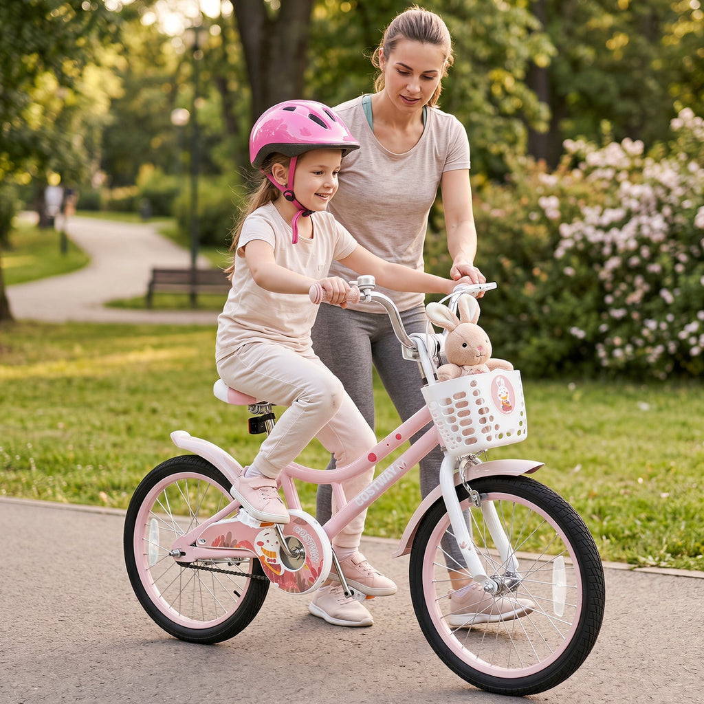 18 Inch Kids Bike with Training Wheels and Front Basket