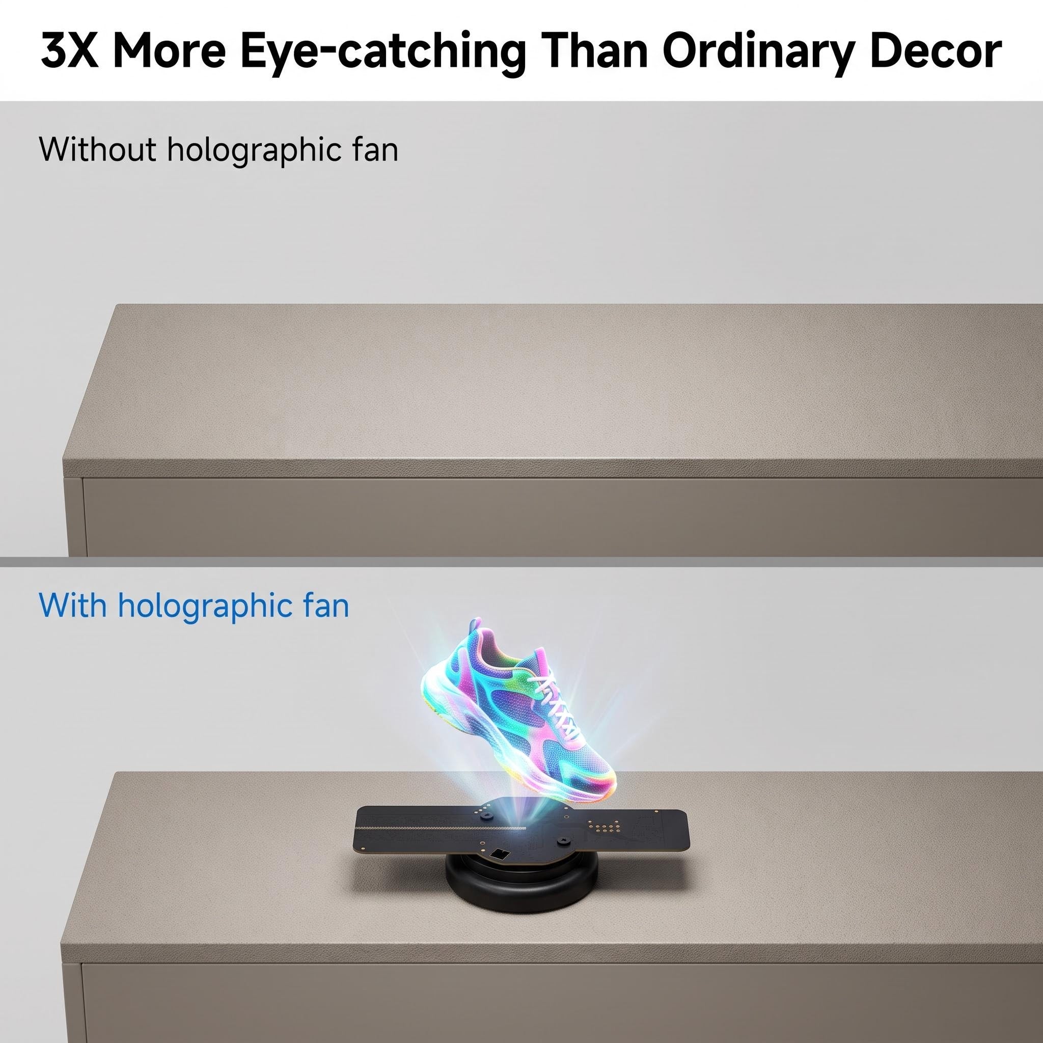 Wiilala LS-12 Ultra HD Mini 3D Holographic Fan, USB 5V3A Power Supply, APP Control, Built-in Speaker For Shop Promotion Holiday Event Decoration