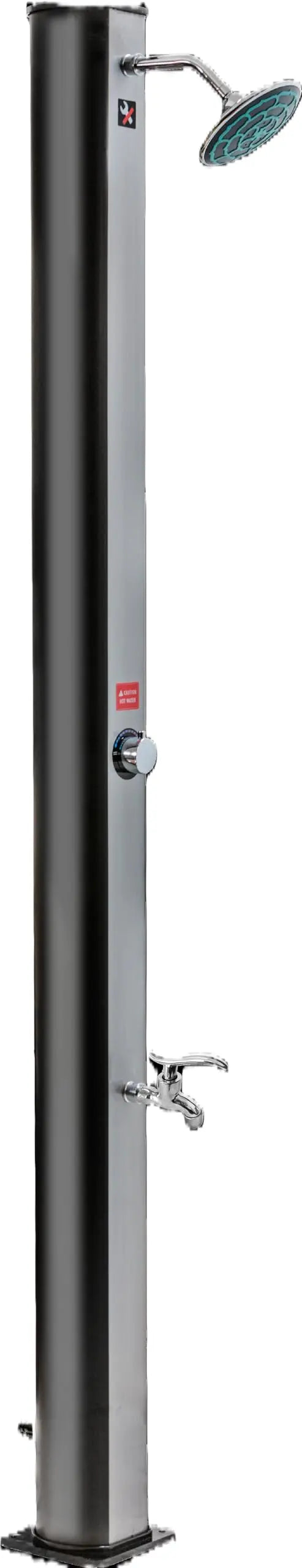 Sunneday SS0915 Outdoor Shower – 8 Gallon Solar-Heated Shower with Adjustable Temperature Control, Foot Faucet, and Easy Drain Plug – Black