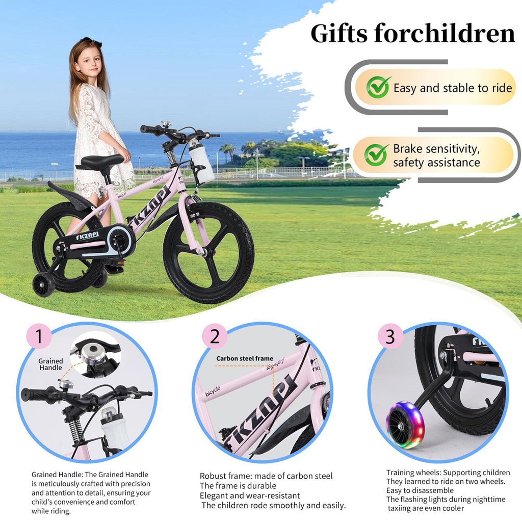 16-18 Inch Kids Bike with Training Wheels and Adjustable Seat