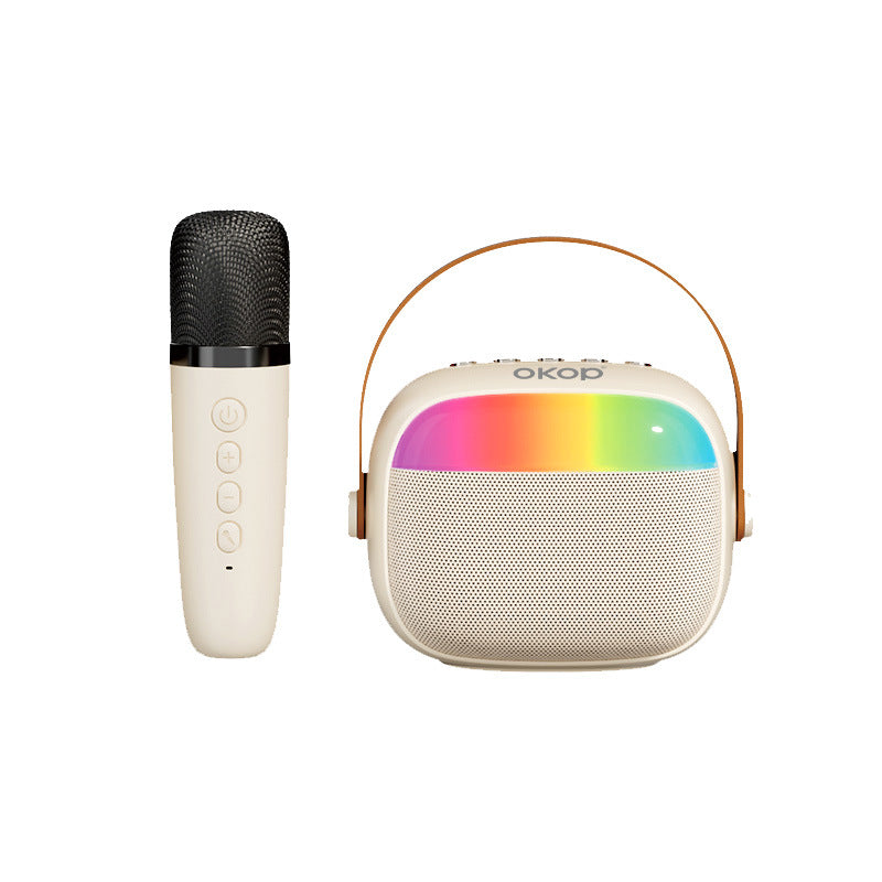 KP-K08 Bluetooth Karaoke Speaker In Stock Features RGB Ambient Lighting Long Battery Life And Powerful Bass Includes Two Microphones A Best-selling Item