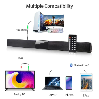 New BS-28B TV Bluetooth Speaker 40W Soundbar Home Theater Wireless 3D Surround Stereo Bass Subwoofer Portable Speakers For Phone
