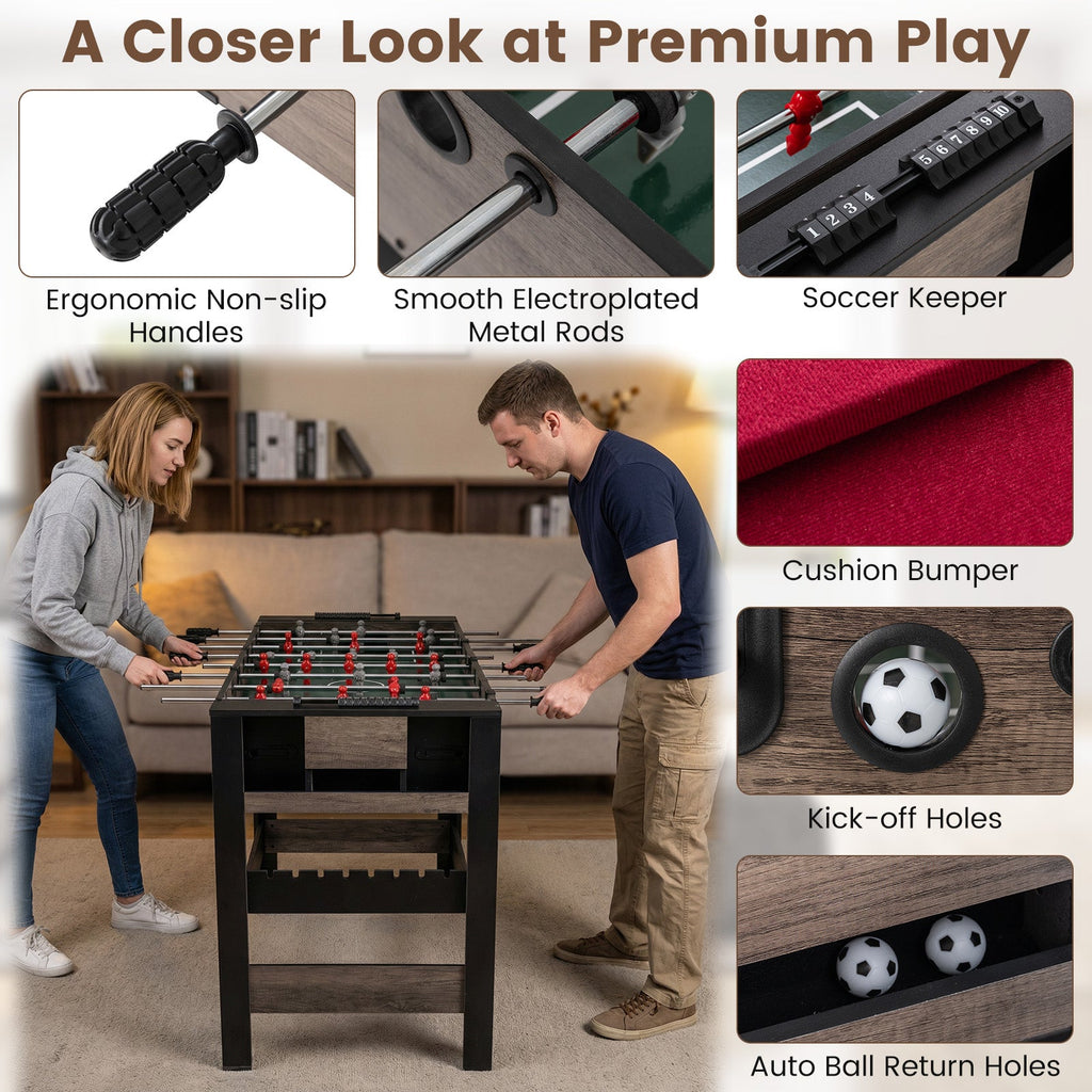 49 inch Combo Game Table with Pool Billiards-Brown