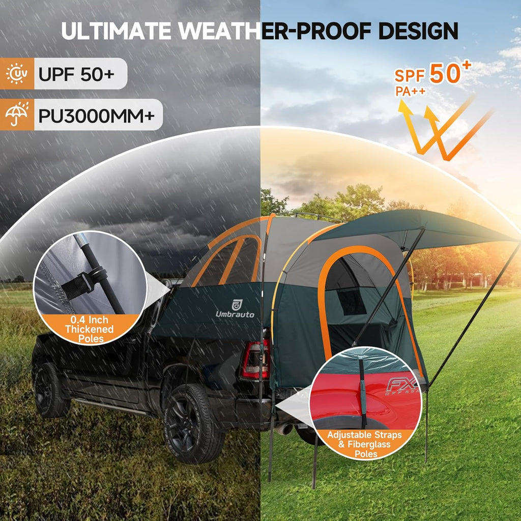 Umbrauto Truck Bed Tent with Awning,Fits 5.5-5.8 ft Truck Beds | PU3000mm Waterproof Pickup Tent