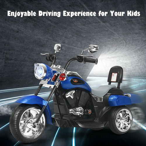6V Powered Toddler 3-Wheel Motorbike Ride On Toy with Horn and Headlight-Black and White