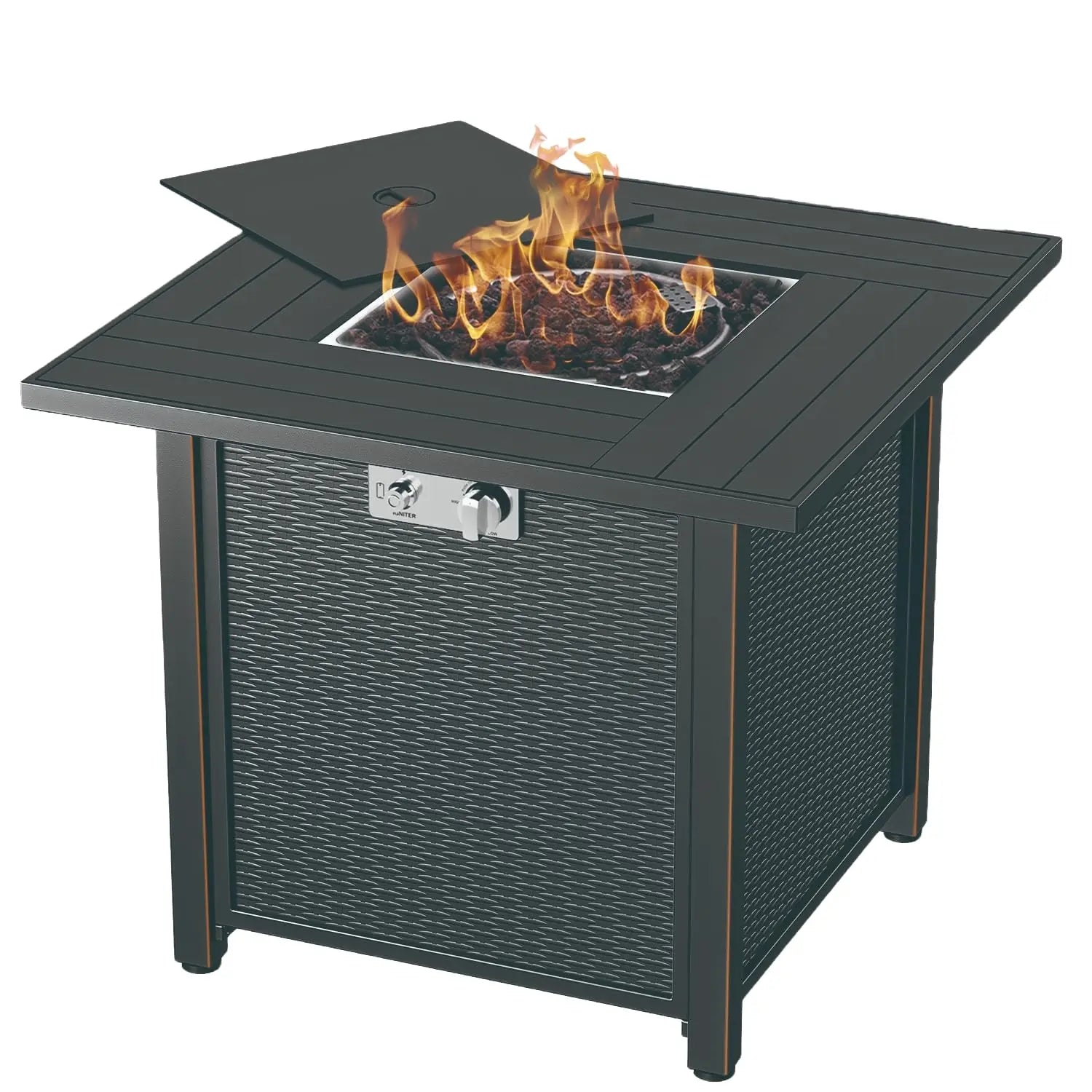 Propane Fire Pit 30 Inch Outdoor Gas Fire Pit | Steel Fire Table with Lid | Patio Fire Pit Table & Outdoor Fire Pir Propane for Deck, Garden & Backyard | Powerful Propane Outdoor Fire Pit 50,000 BTU