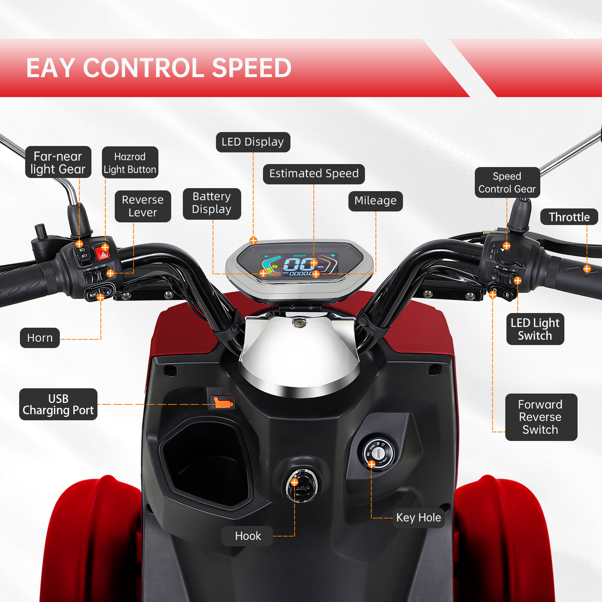 Electric Mobility Scooter with High Power - Large Size