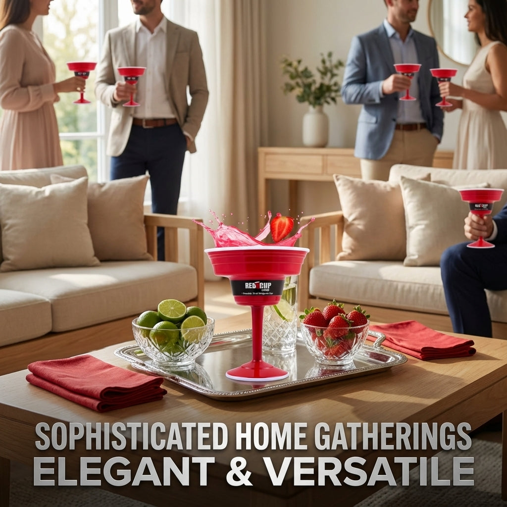 Reusable Plastic Red Margarita Party Cups | Durable ABS plastic, BPA and phthalates free | Perfect for Parties, Camping & Outdoors