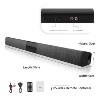 New BS-28B TV Bluetooth Speaker 40W Soundbar Home Theater Wireless 3D Surround Stereo Bass Subwoofer Portable Speakers For Phone