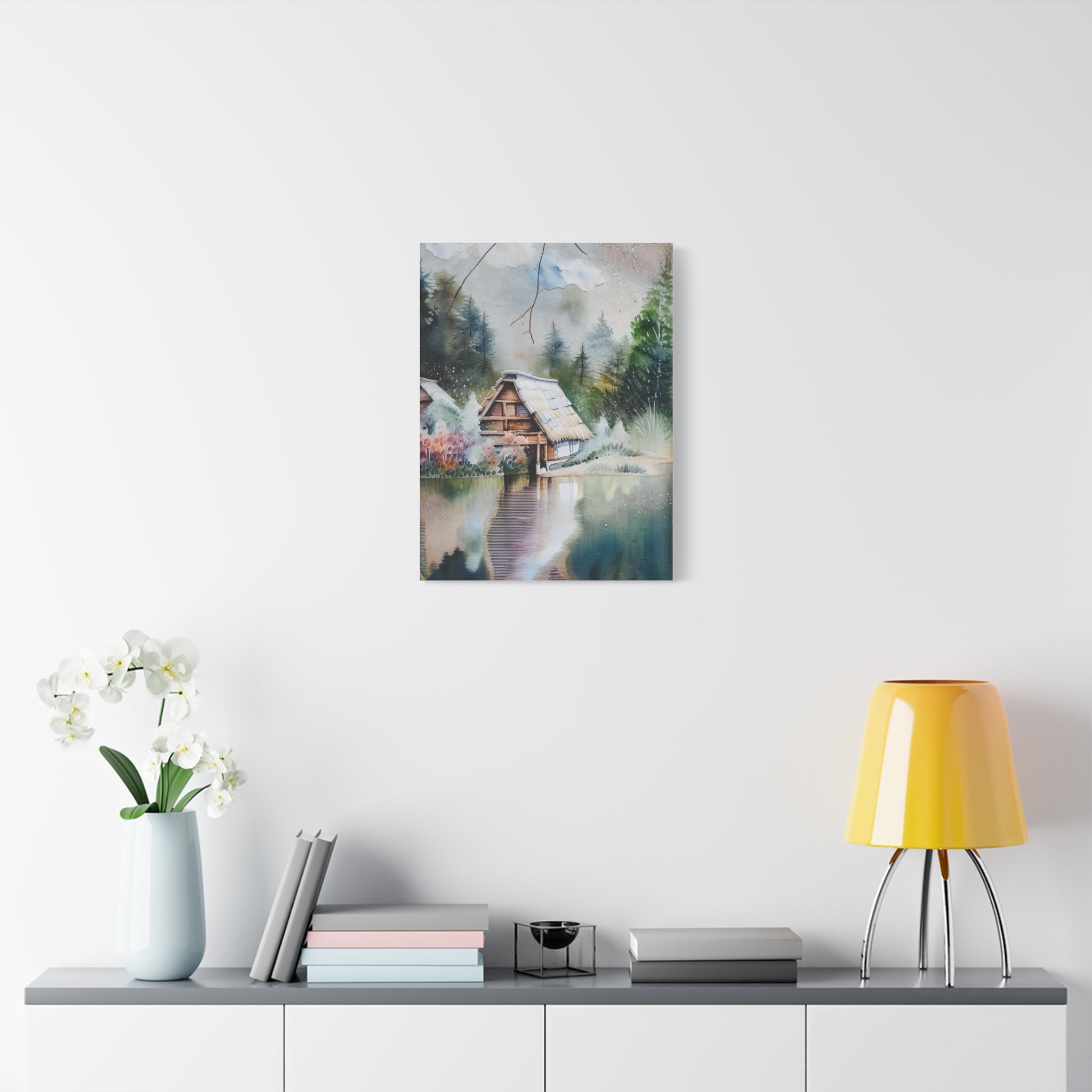 Rustic Landscape Canvas Art Print | Cozy Home Decor, Nature Wall Art, Cabin Decor, Gift for Nature Lovers, Tranquil Artwork
