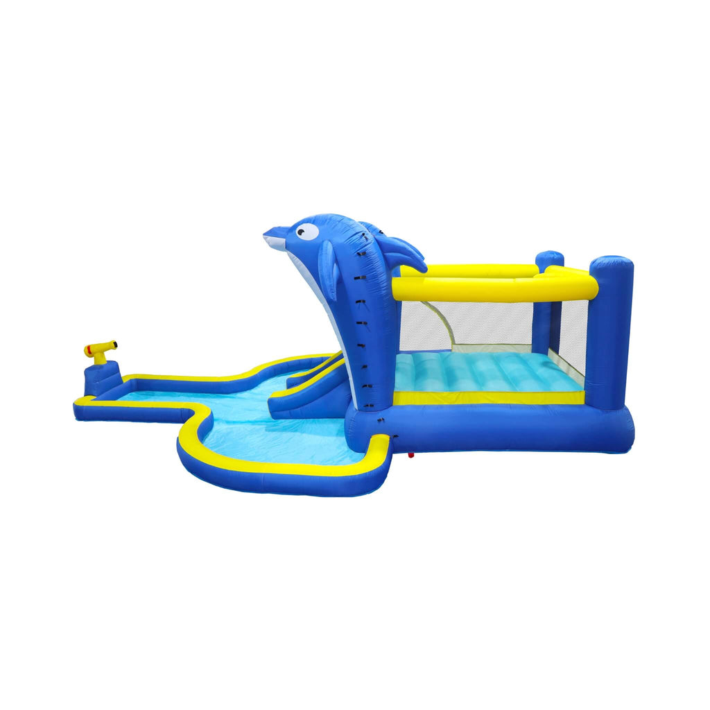 8-In-1 Inflatable Water Park Bounce House with Sprinkler, Water Gun, And Basketball Hoop (SAK38152)
