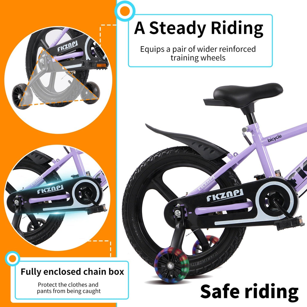 16-18 Inch Kids Bike with Training Wheels and Adjustable Seat