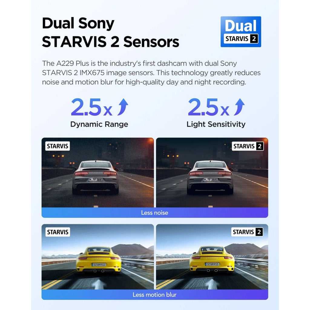 VIOFO A229 Plus 2-Channel 2K QHD Sony STARVIS 2 Dash Cam