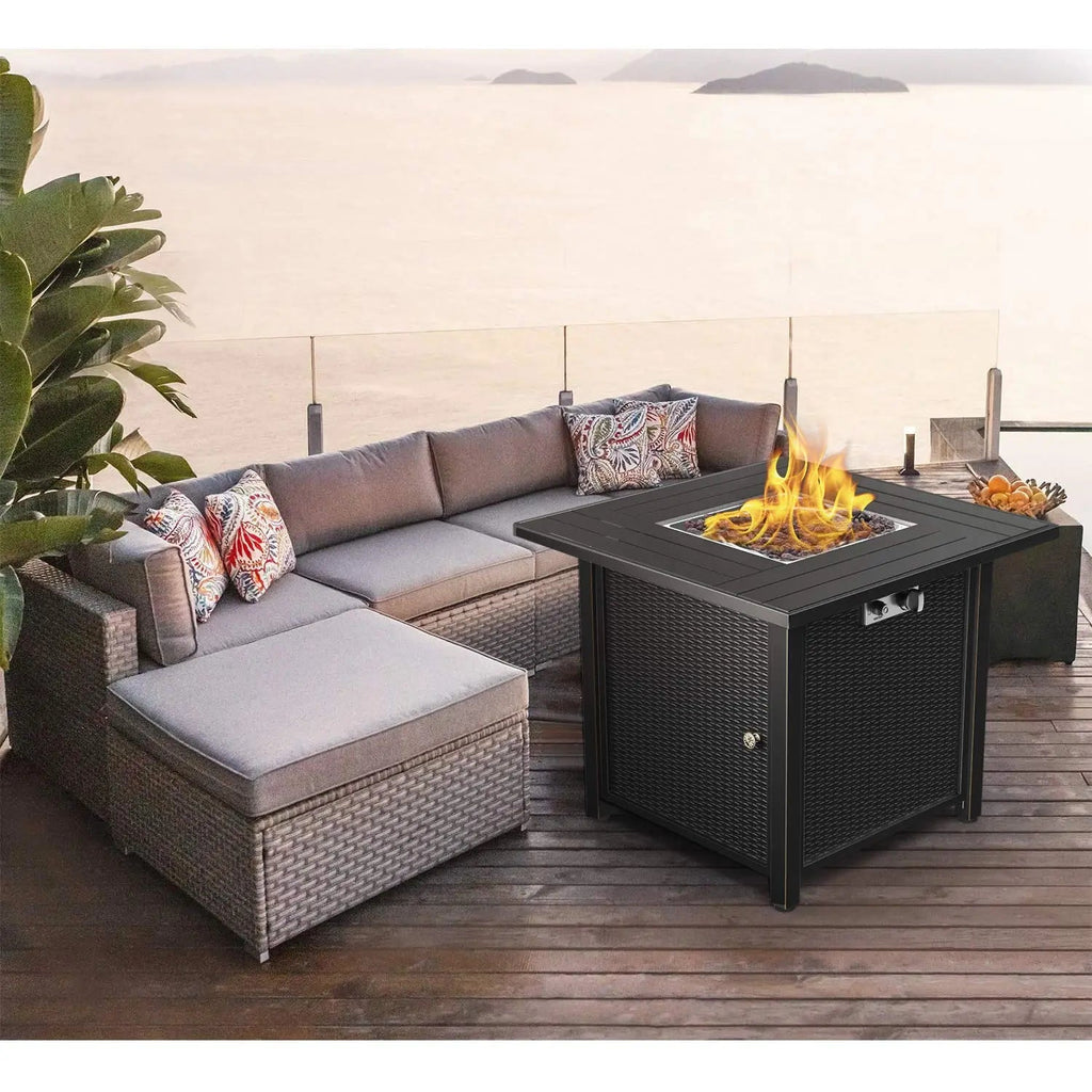 Propane Fire Pit 30 Inch Outdoor Gas Fire Pit | Steel Fire Table with Lid | Patio Fire Pit Table & Outdoor Fire Pir Propane for Deck, Garden & Backyard | Powerful Propane Outdoor Fire Pit 50,000 BTU