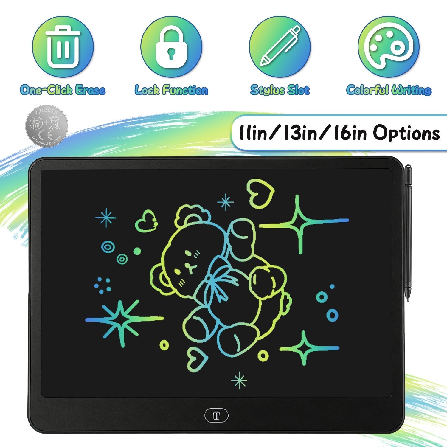LCD Writing Tablet for Kids with Stylus & Lock Function