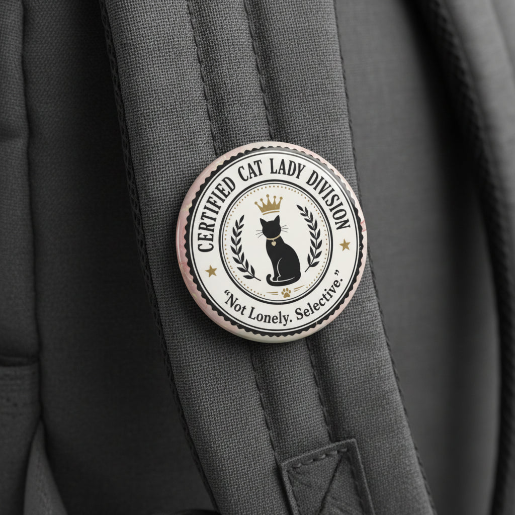 Certified Cat Lady Division Pin Button | “Not Lonely. Selective.”