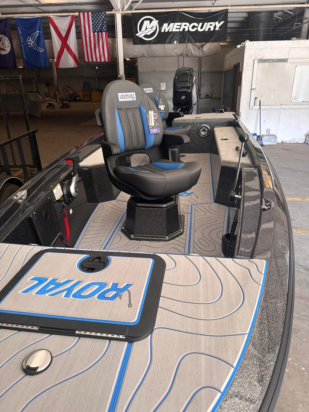 DEPOSIT on Royal 169SS Stick Steering Fiberglass Fishing Boat Black and Blue
