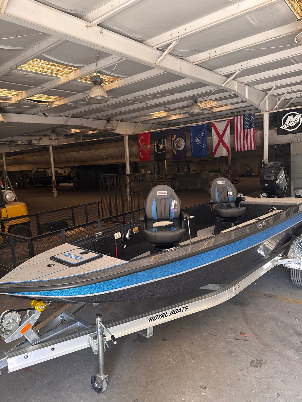 DEPOSIT on Royal 169SS Stick Steering Fiberglass Fishing Boat Black and Blue