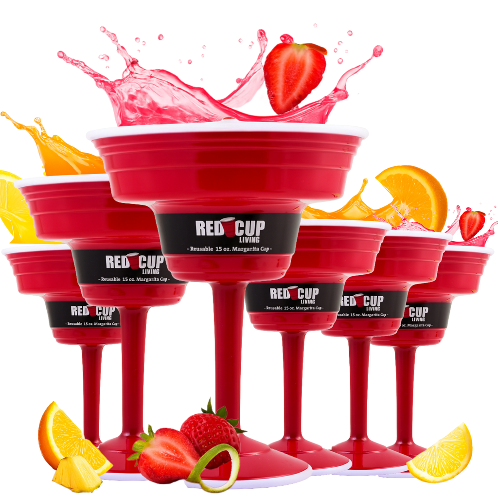 Reusable Plastic Red Margarita Party Cups | Durable ABS plastic, BPA and phthalates free | Perfect for Parties, Camping & Outdoors