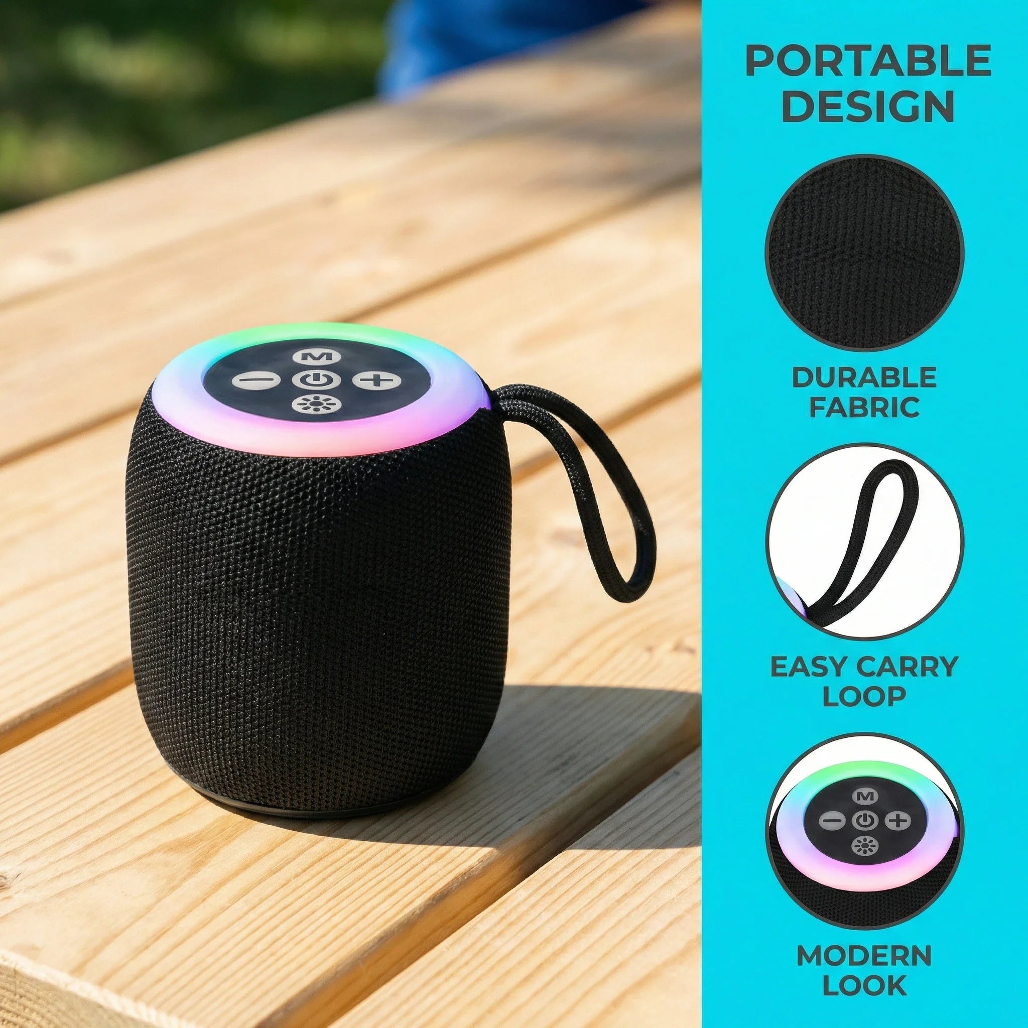 Portable Bluetooth Wireless Speaker with Lights, Travel Essentials Valentines Birthday Gifts for Men Women Boys Girls