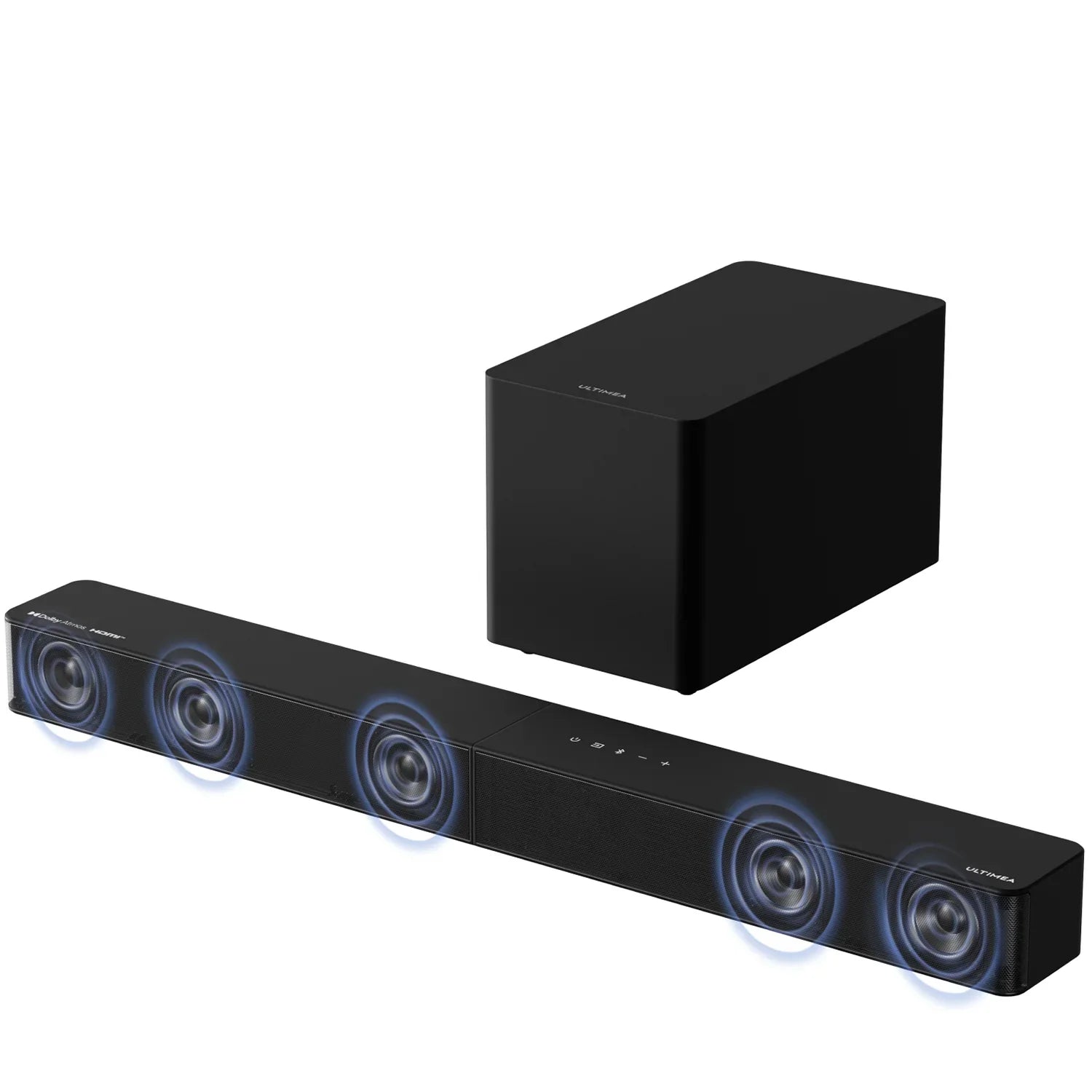 ULTIMEA Poseidon M60 Boom 5.1ch Soundbar with Dolby Atmos, 340W Home Theater System with 5.25" Wired Subwoofer, APP Control