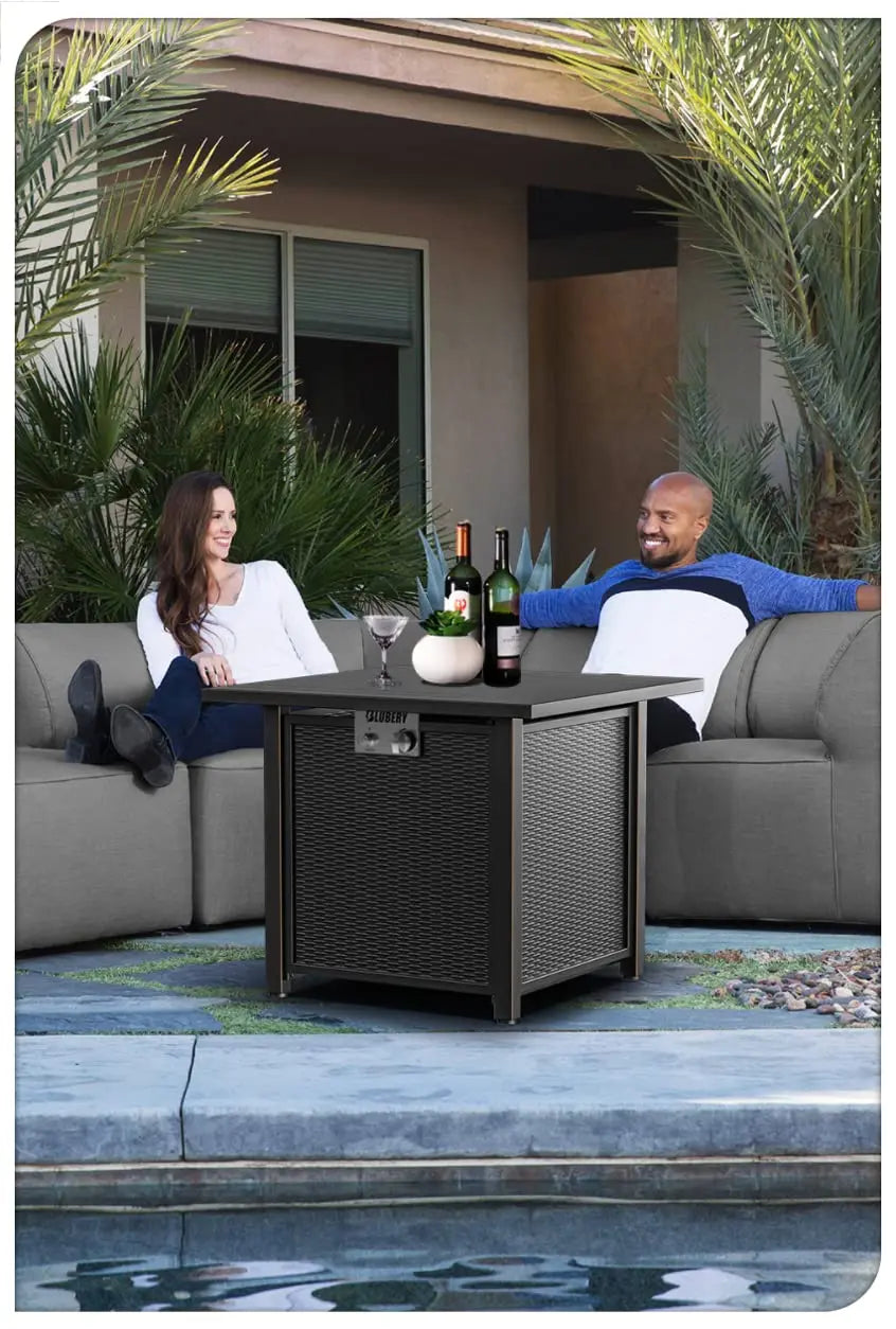Propane Fire Pit 30 Inch Outdoor Gas Fire Pit | Steel Fire Table with Lid | Patio Fire Pit Table & Outdoor Fire Pir Propane for Deck, Garden & Backyard | Powerful Propane Outdoor Fire Pit 50,000 BTU
