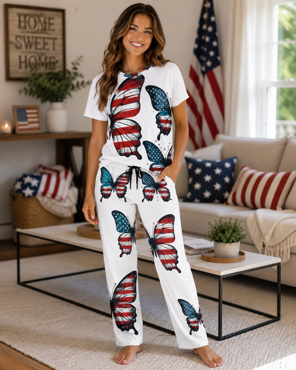 Patriotic Butterfly Women's Pajama Pants - Stylish & Comfy Sleepwear