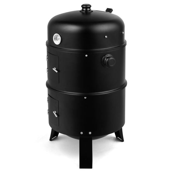Outdoor Charcoal Smoker Grill – Portable Barrel BBQ Cooker Black