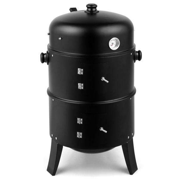 Outdoor Charcoal Smoker Grill – Portable Barrel BBQ Cooker Black