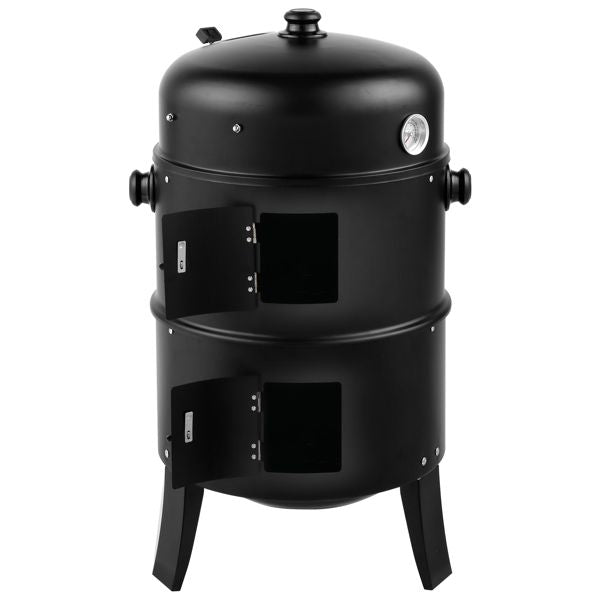 Outdoor Charcoal Smoker Grill – Portable Barrel BBQ Cooker Black