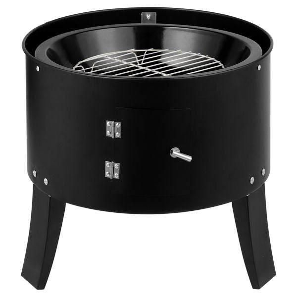 Outdoor Charcoal Smoker Grill – Portable Barrel BBQ Cooker Black