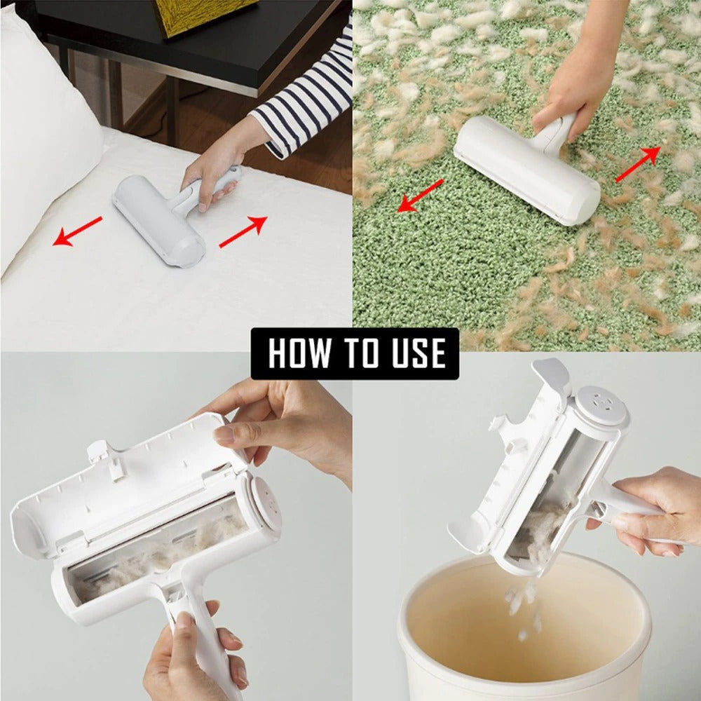 Pet Hair Roller Remover Lint Brush 2-Way Dog Cat Comb Tool Fur Brush for Sofa Furniture