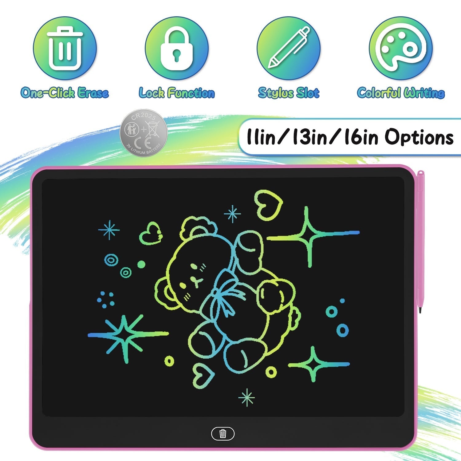 LCD Writing Tablet for Kids with Stylus & Lock Function