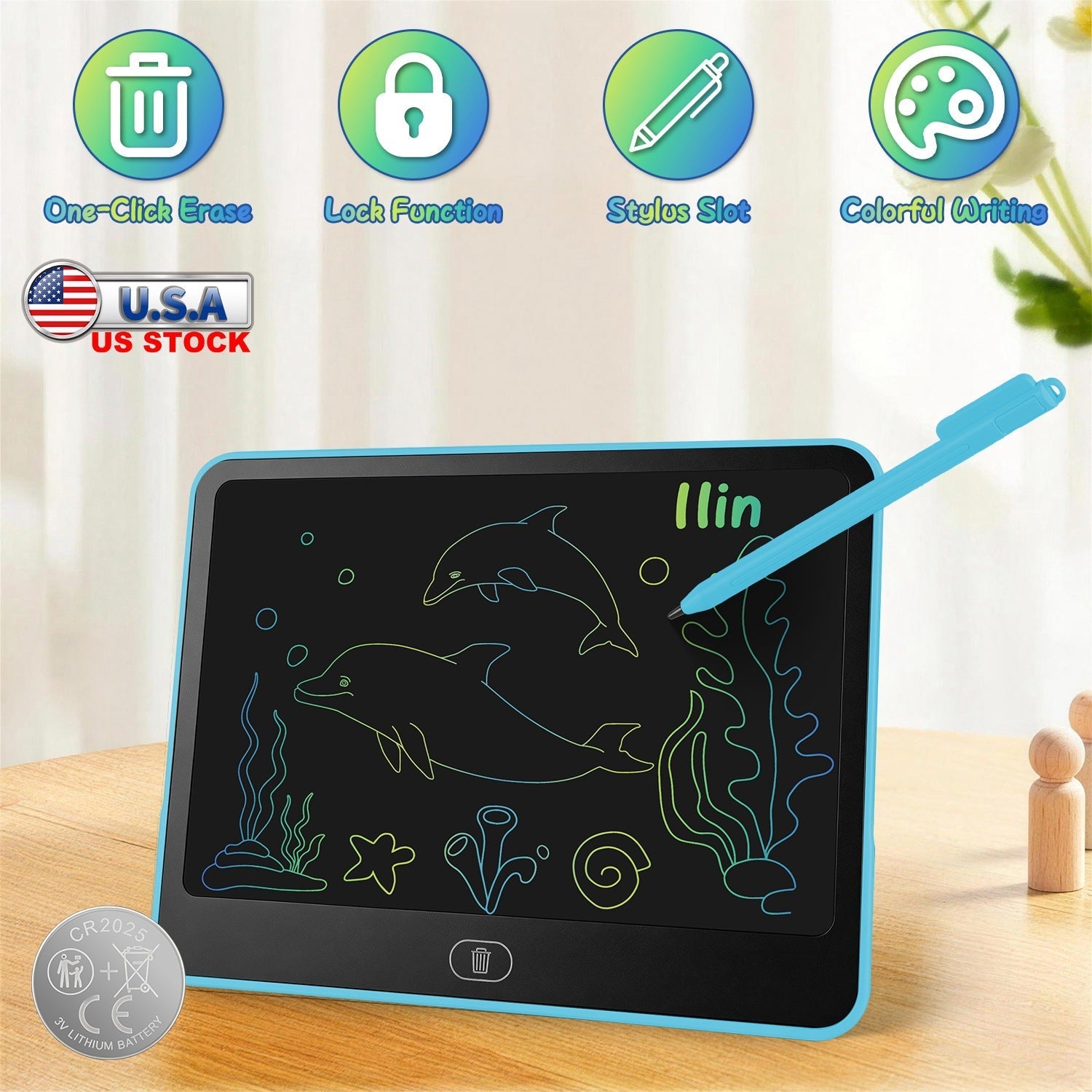 LCD Writing Tablet for Kids with Stylus & Lock Function