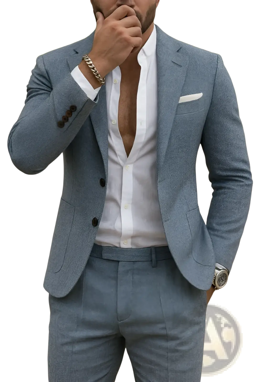 Men Casual Digital Print Suit Two Piece Set