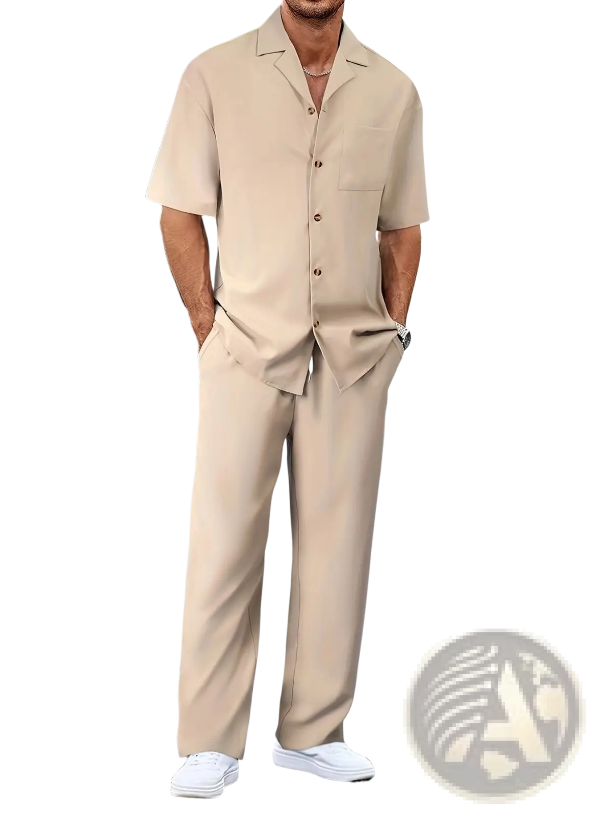Men Short Sleeve Casual Suit Set