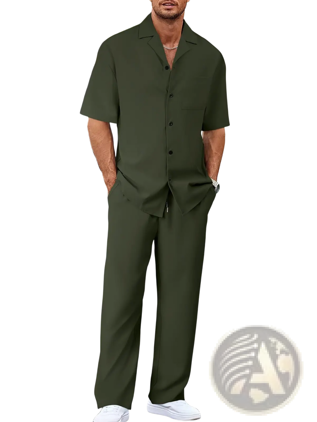 Men Short Sleeve Casual Suit Set