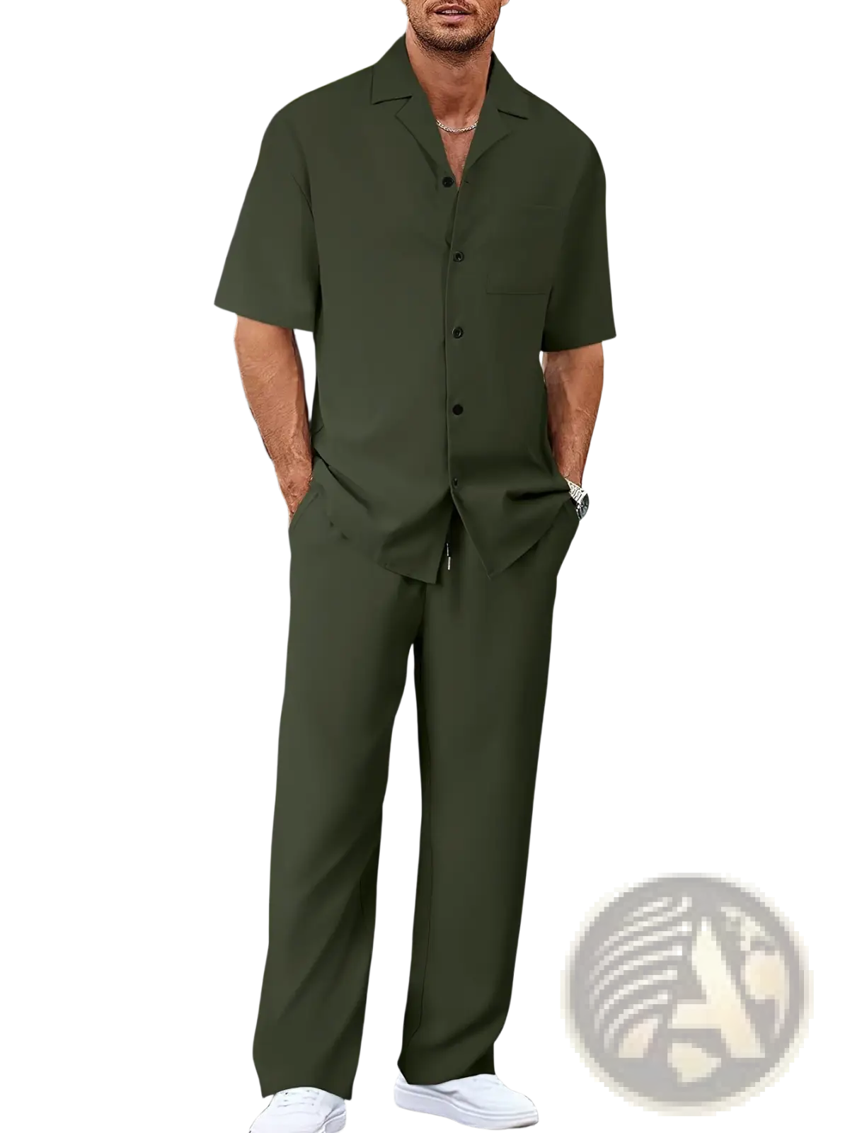 Men Short Sleeve Casual Suit Set