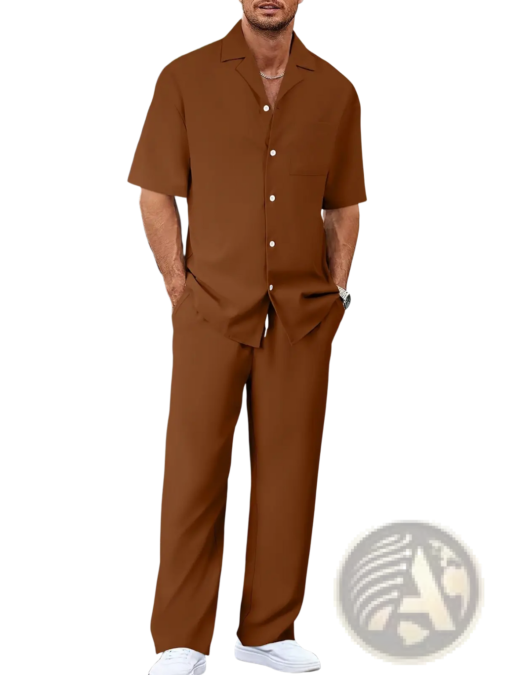 Men Short Sleeve Casual Suit Set