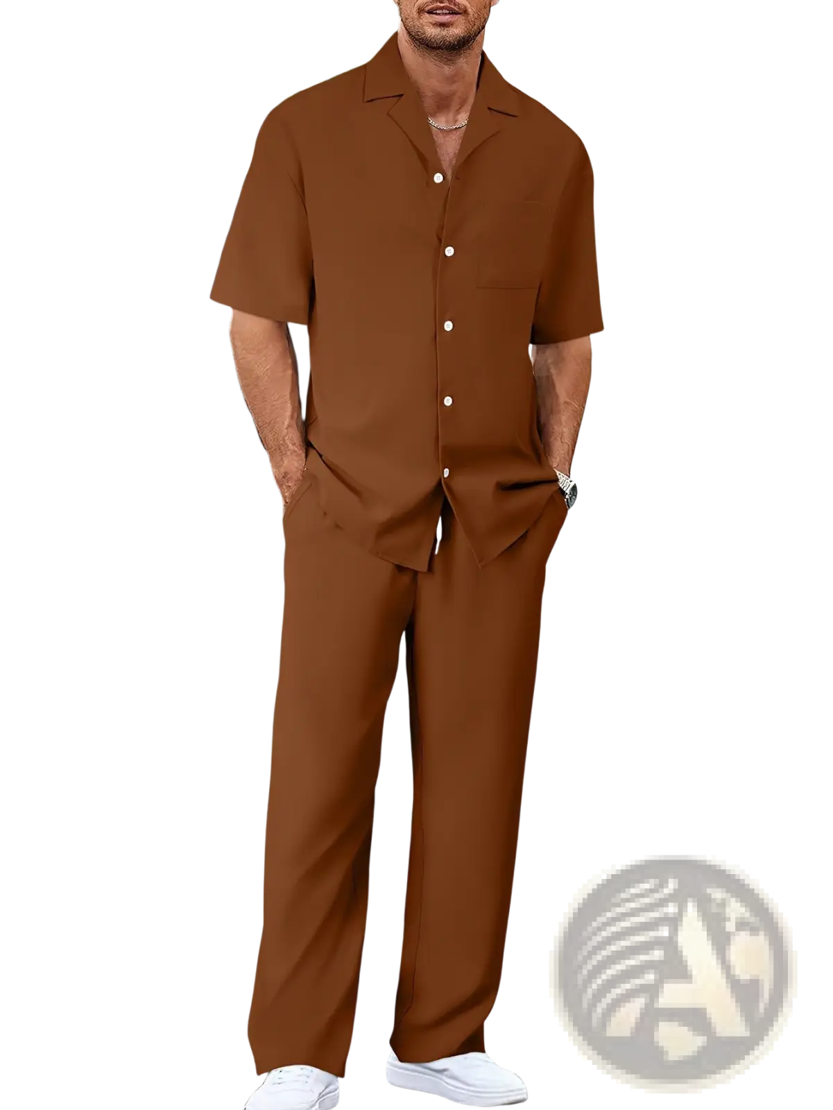Men Short Sleeve Casual Suit Set