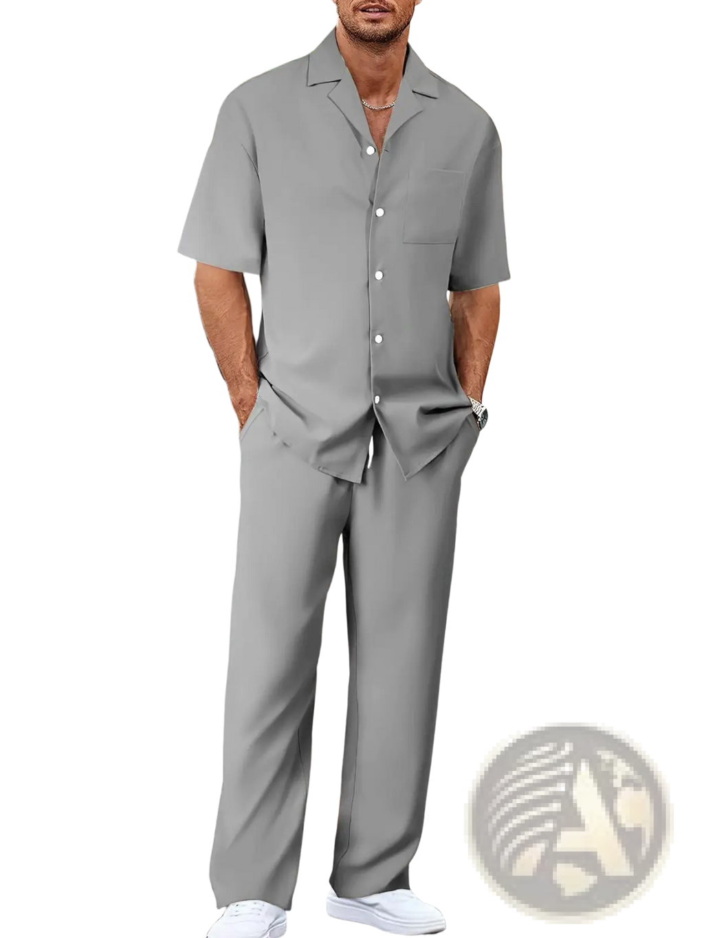 Men Short Sleeve Casual Suit Set