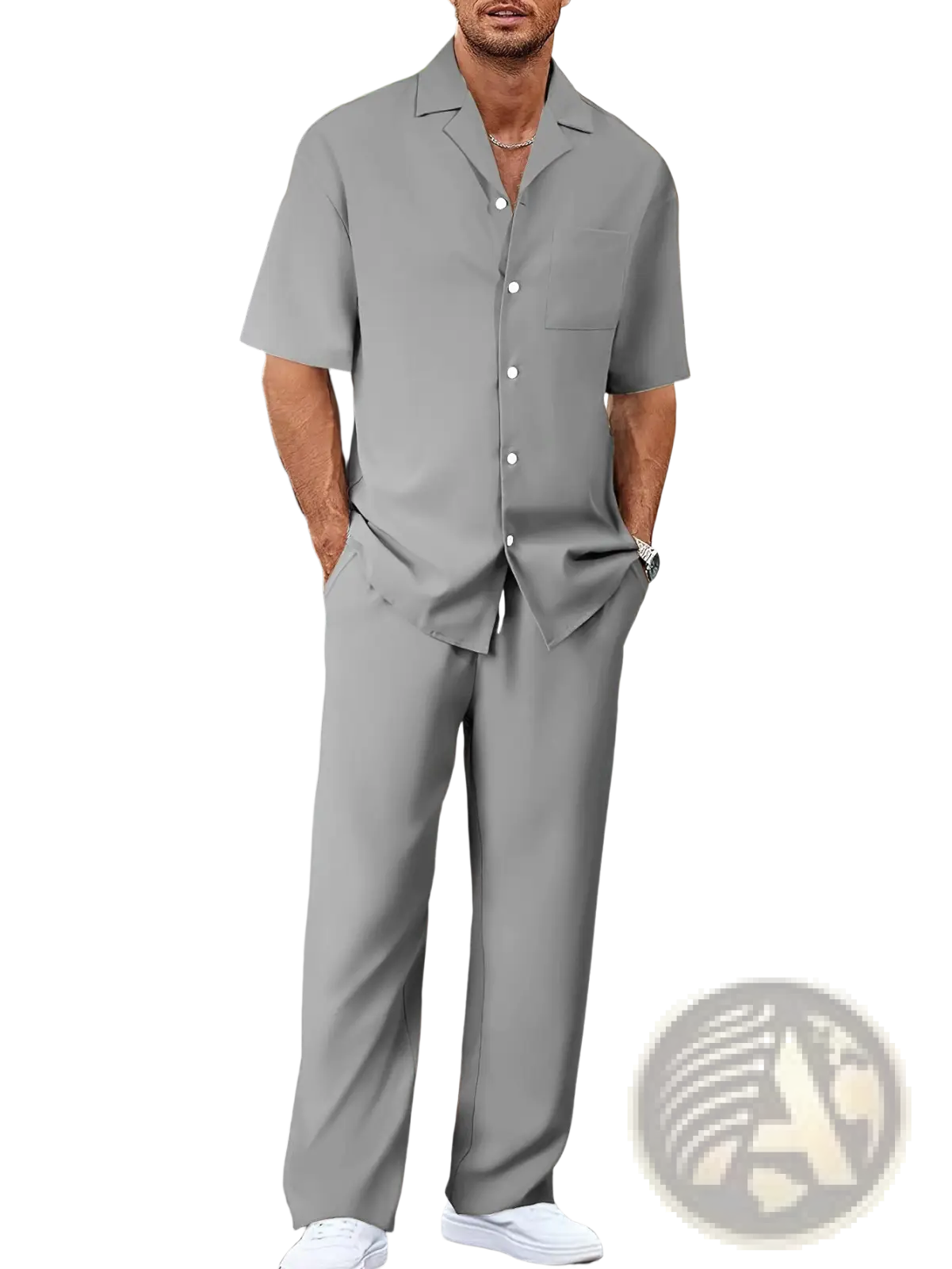 Men Short Sleeve Casual Suit Set