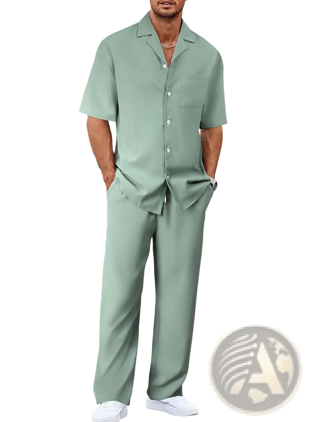 Men Short Sleeve Casual Suit Set