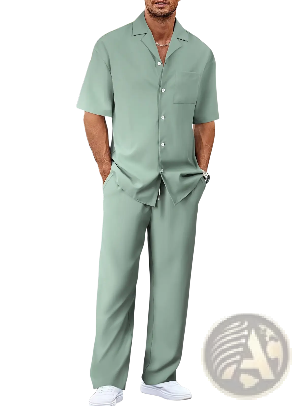 Men Short Sleeve Casual Suit Set