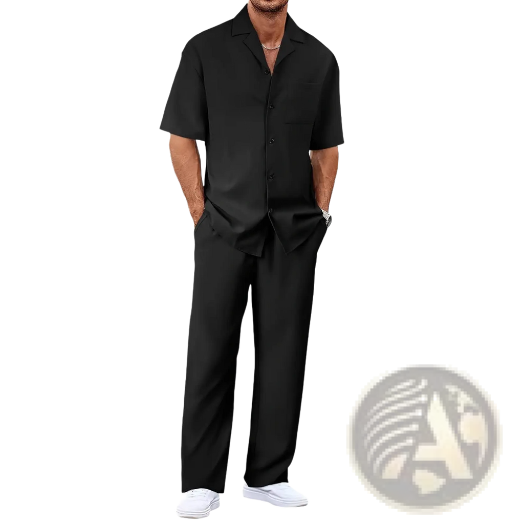 Men Short Sleeve Casual Suit Set