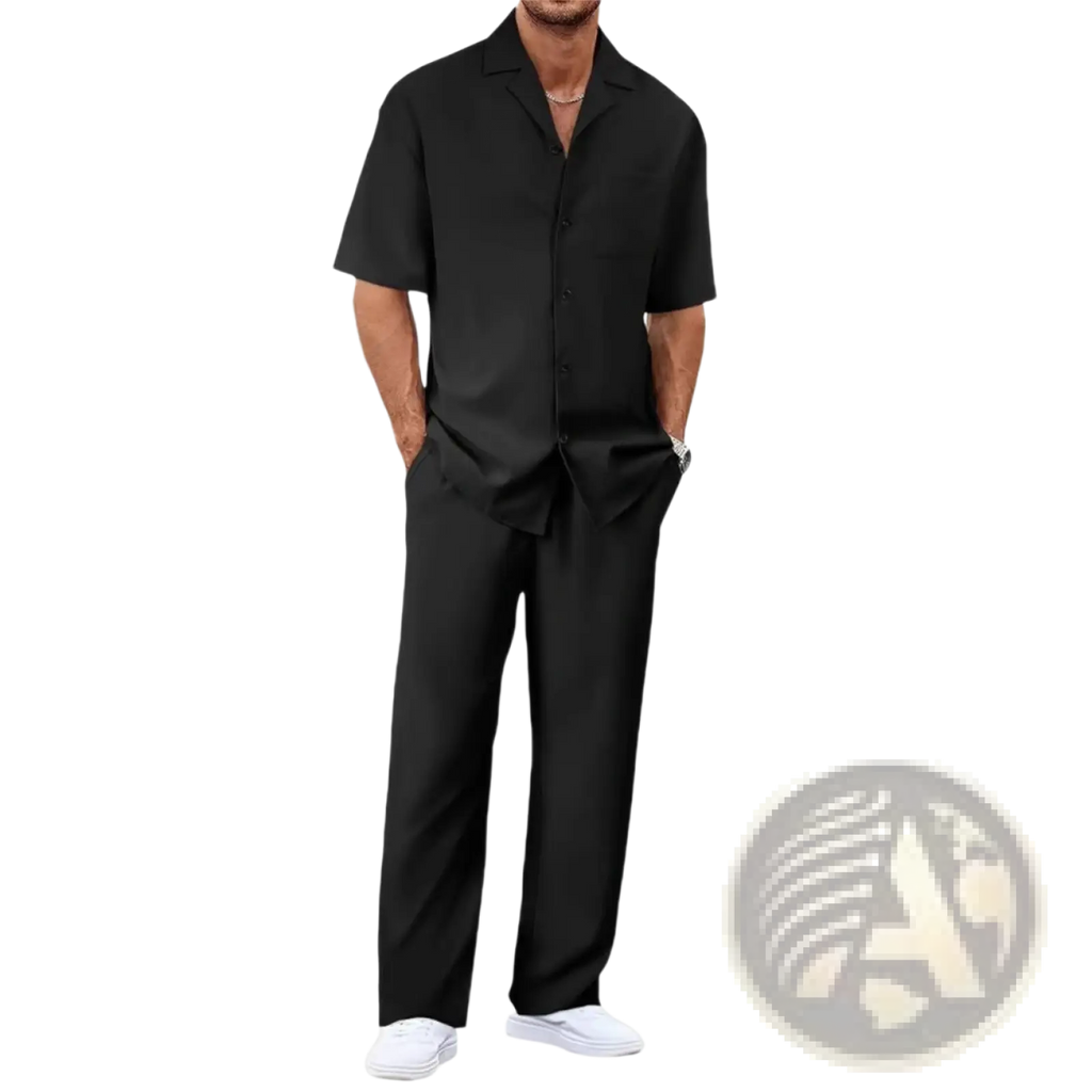 Men Short Sleeve Casual Suit Set